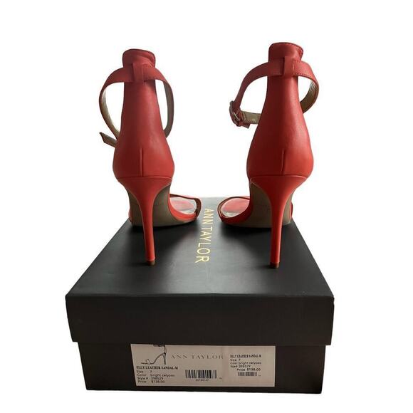 Ann Taylor Elly Leather Stiletto Heeled Sandals Bright Calypso Like New Size 7 - Picture 2 of 11